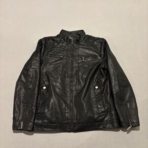 American Breed Leather Jackets Black Fur Lined Grunge Goth Biker Fall Size Large